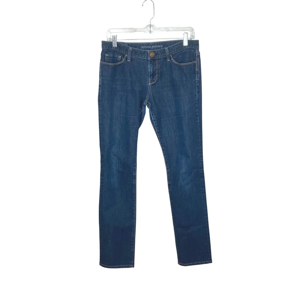 Banana Republic Dark Wash Skinny Midrise Denim Women's Size 29 Boho Preppy - Picture 2 of 7